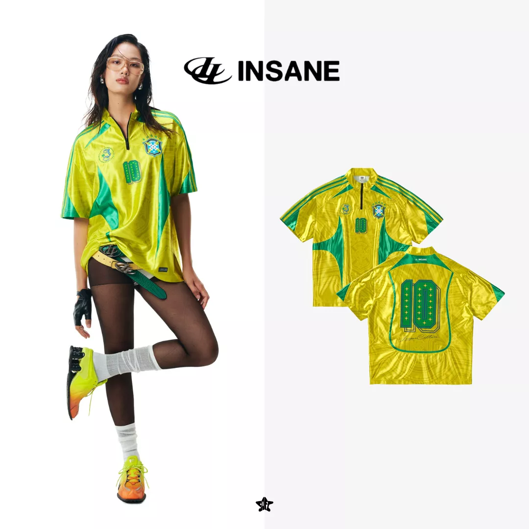 INSANE Samba Jersey立領半拉鍊黃綠拼色森巴運動球衣