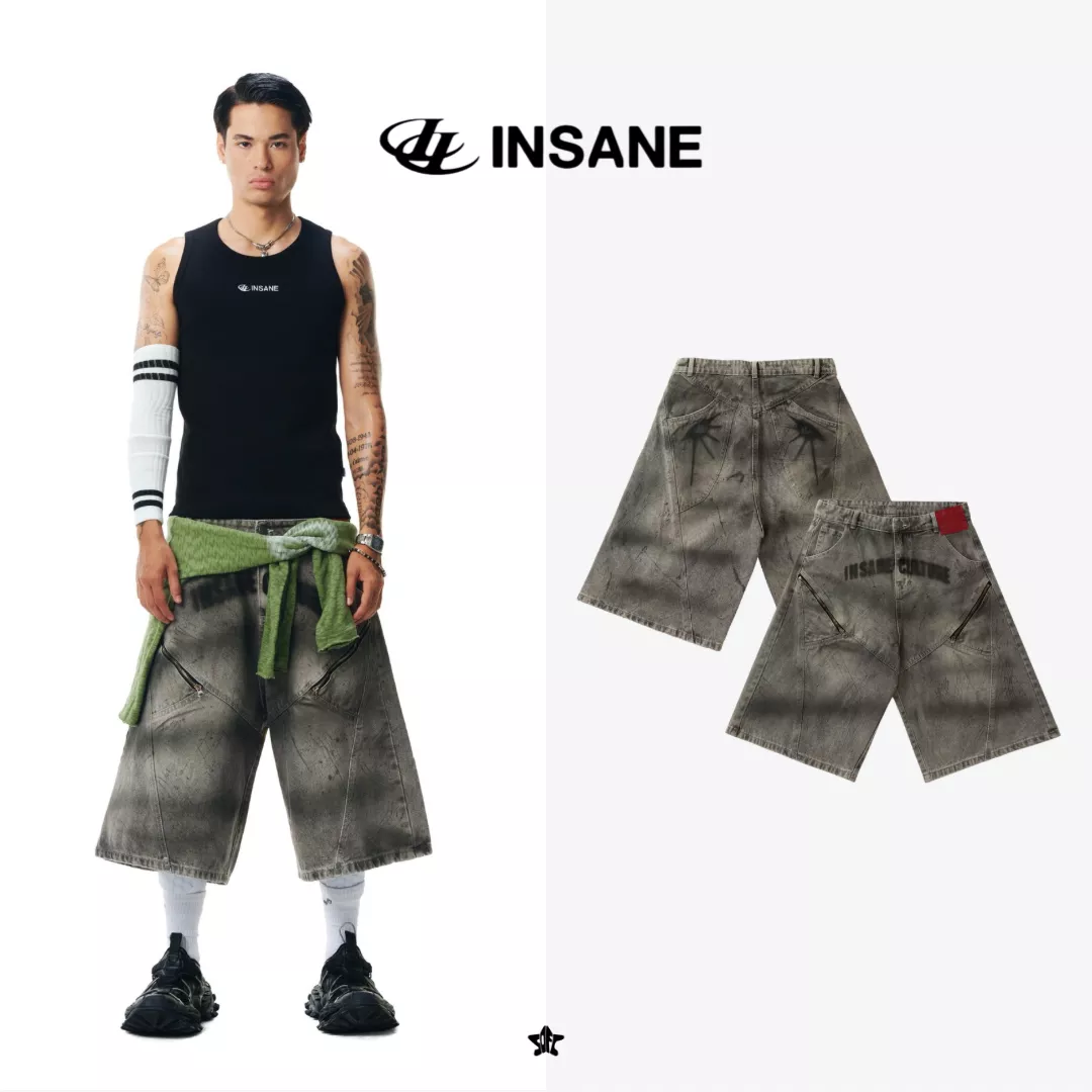 INSANE Cyber Jorts未來主義水洗五分牛仔短褲