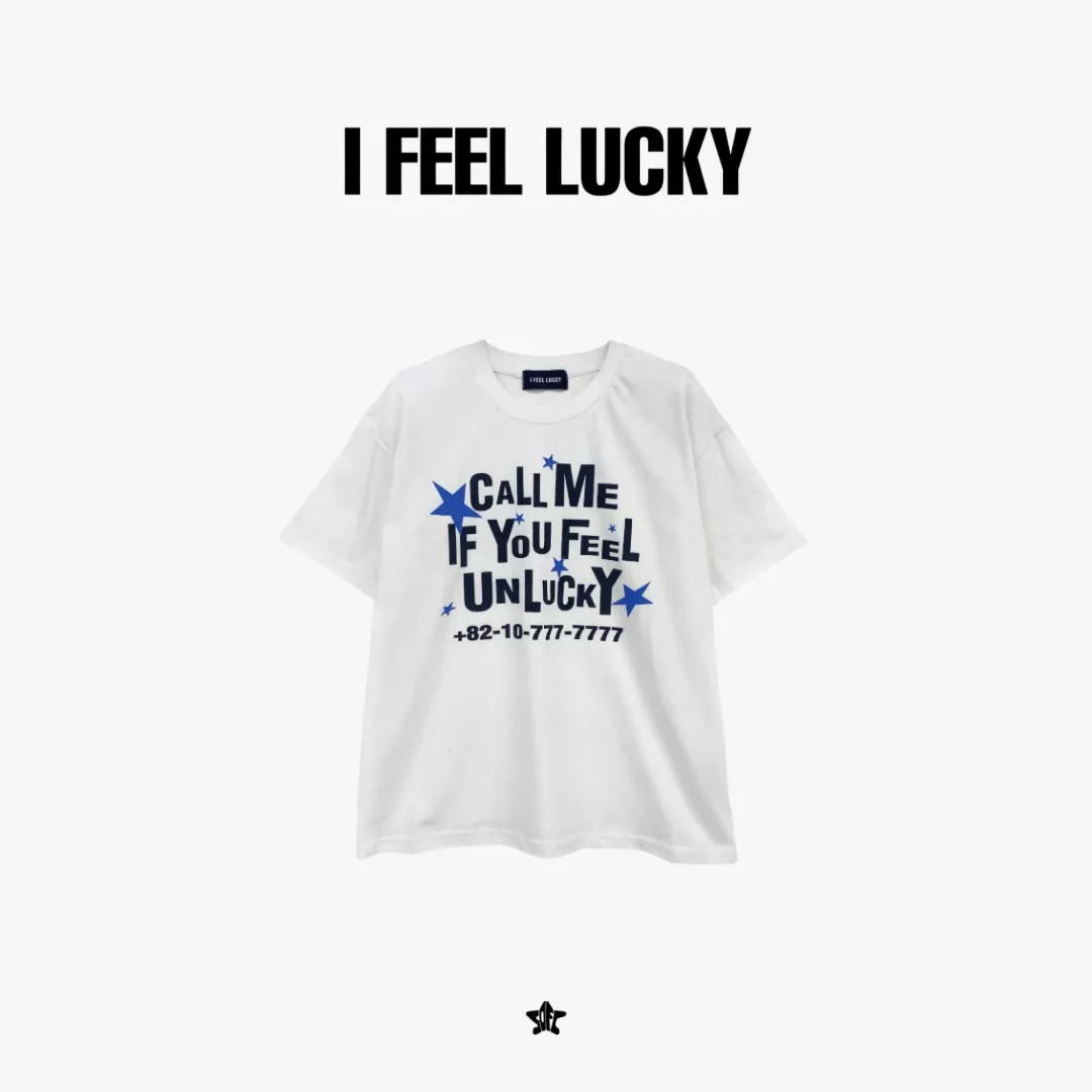 I FEEL LUCKY UNLUCKY ME tshirt復古標語短袖上衣