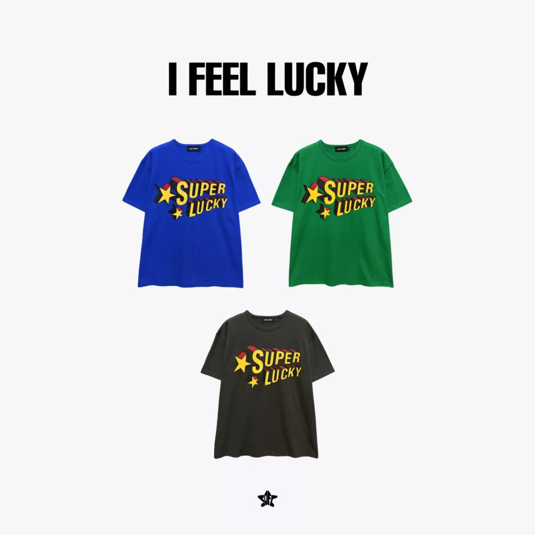 I FEEL LUCKY SUPER LUCKY tshirt復古印花短袖上衣