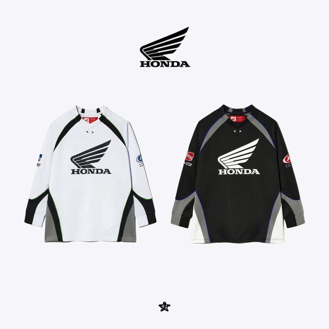 HONDA Motorcycle Raglan Long-Sleeve Jersey復古機車風插肩袖長袖運動球衣