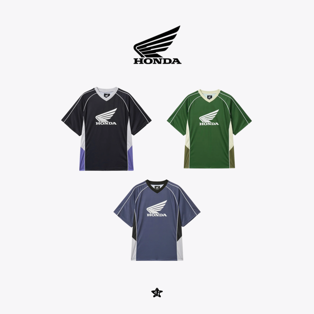 HONDA Motorcycle Track V-Neck Short Sleeve復古機車風賽道V領短袖網眼上衣