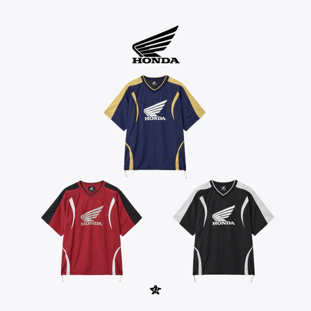HONDA MOTORCYCLE TRACK V-NECK SHORT SLEEVE復古機車風賽道V領短袖網眼上衣