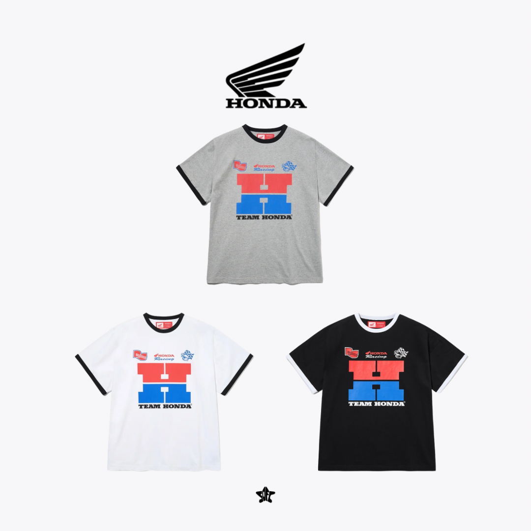 HONDA H LOGO RINGER T-SHIRT經典標誌復古滾邊短袖上衣