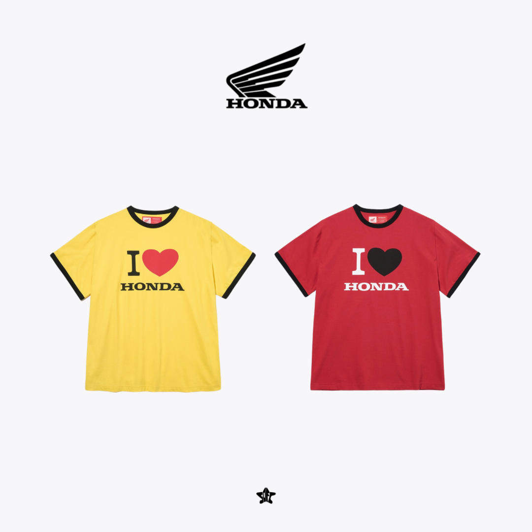 HONDA I LOVE HONDA RINGER T-SHIRT 我愛本田復古滾邊短袖上衣