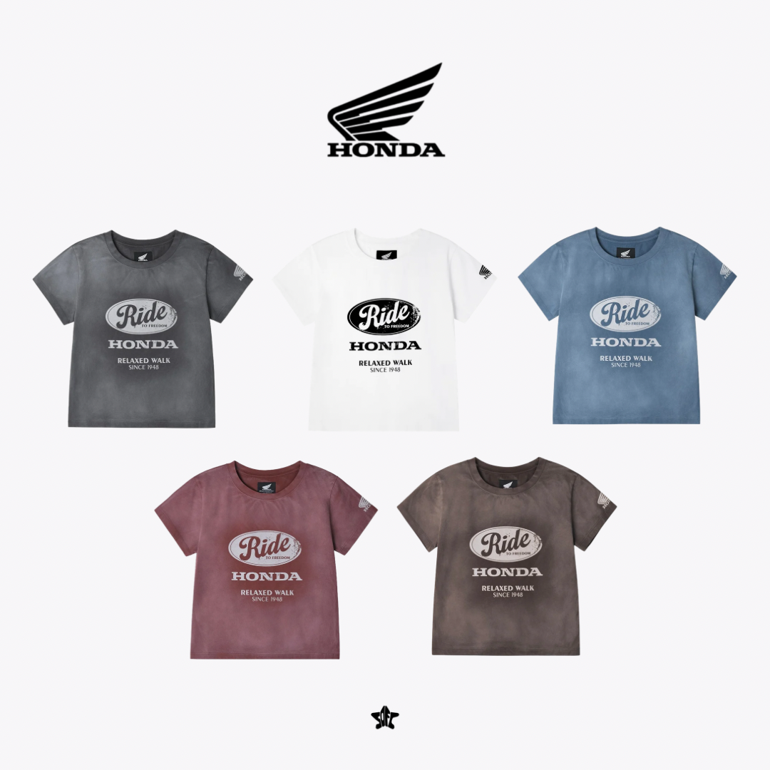 HONDA Womens Vintage Ride Washed Crop Tee經典摩托圖案短版上衣
