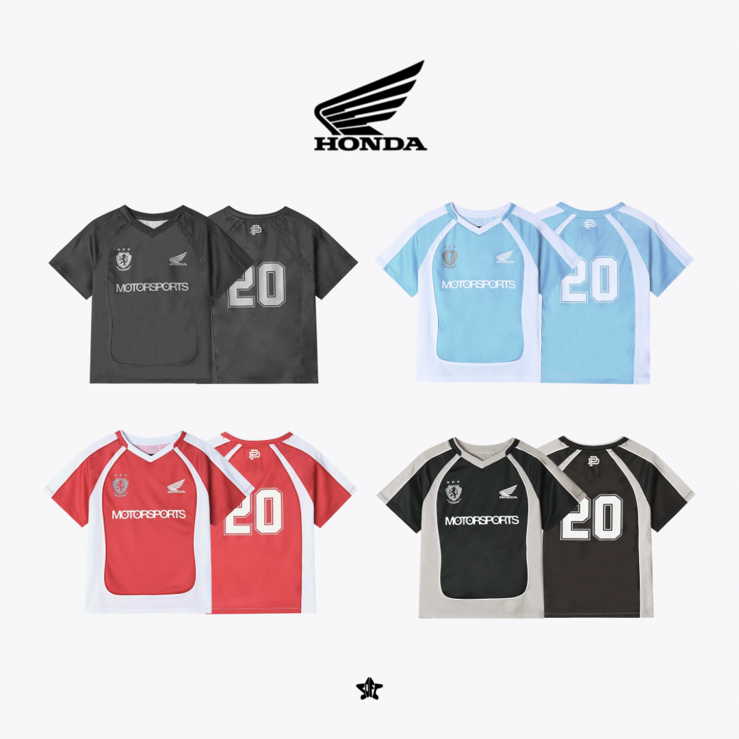 HONDA Womens Mesh Crop Football TeeＶ領賽車短版運動上衣