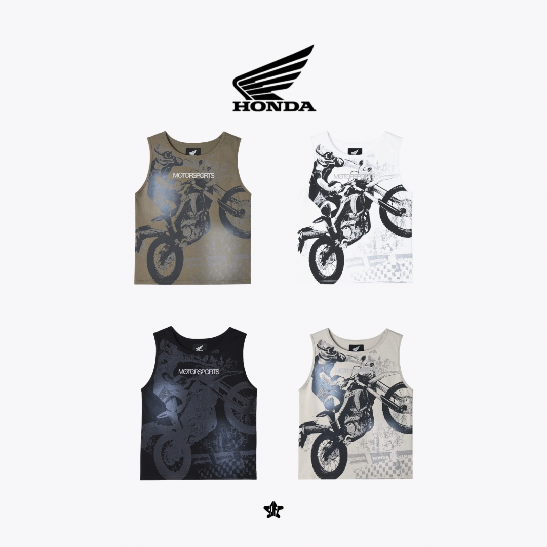 HONDA Womens Motorsport Crop Sleeveless 復古摩托運動圖案背心