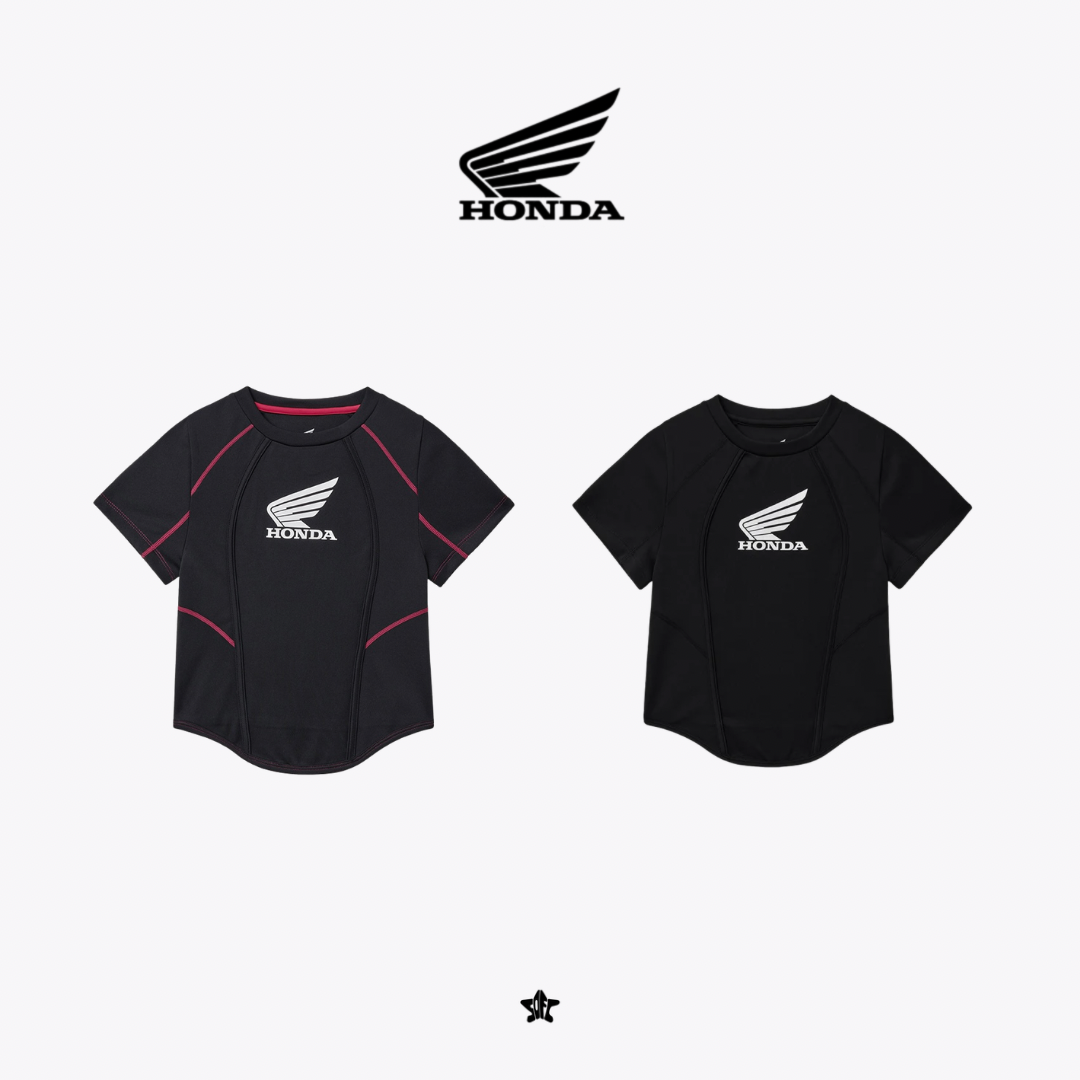 HONDA Womens Curve Line Crop Short Sleeve機能修身短袖上衣