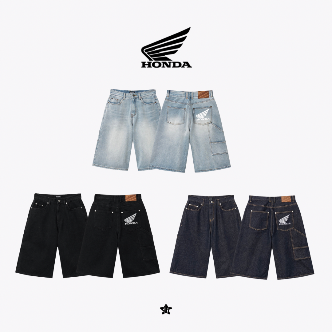 HONDA Wing Logo Bermuda Pants街頭丹寧百慕達短褲