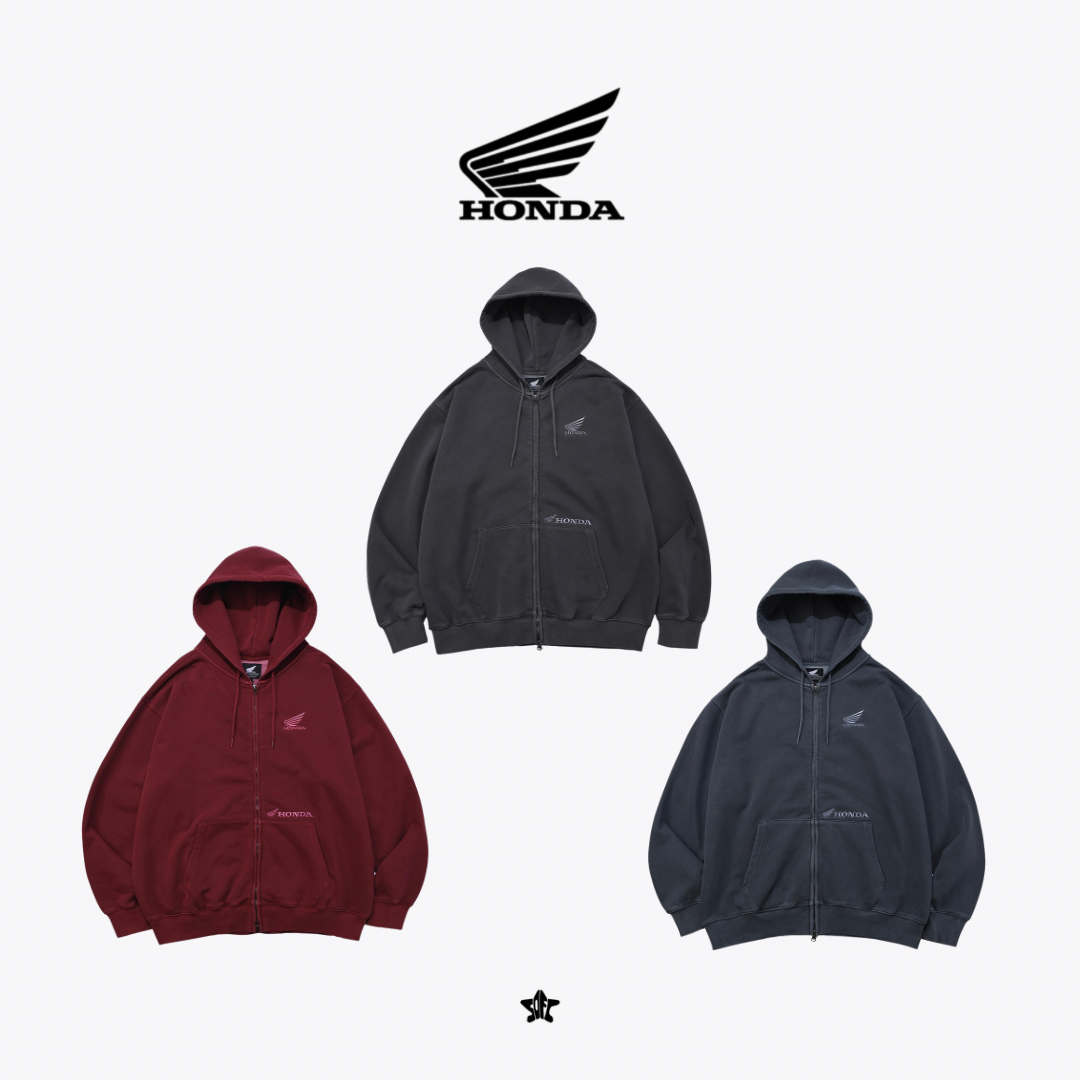 HONDA Pigment Hoodie Zip-Up顏料水洗復古連帽外套