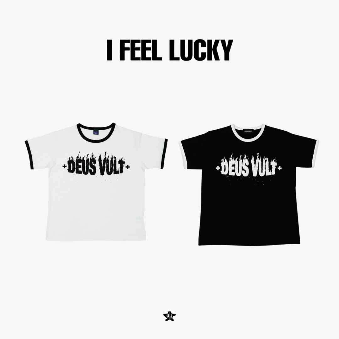 I FEEL LUCKY DEUS VULT 撞色滾邊短袖上衣