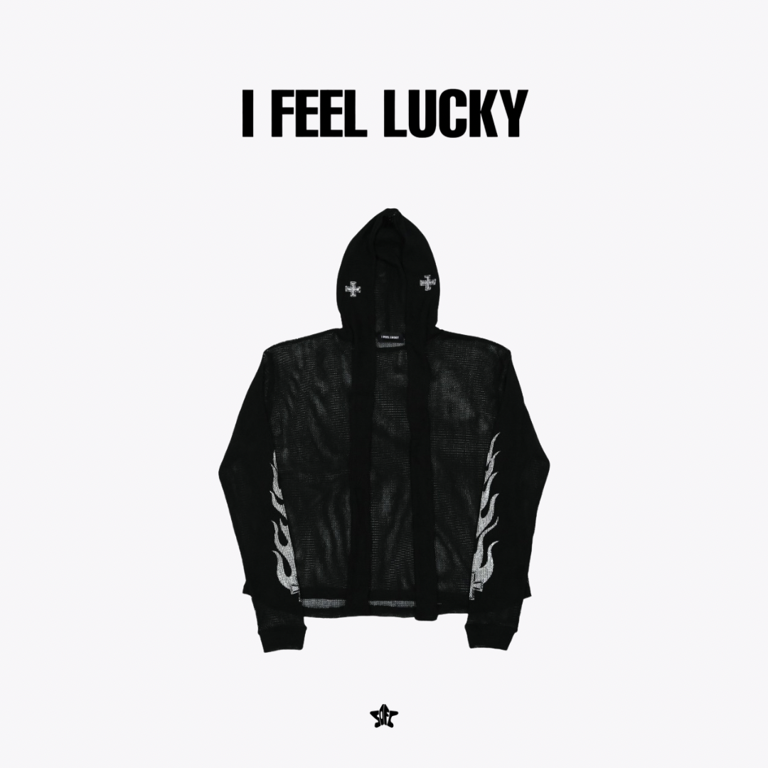 I FEEL LUCKY Flame Mesh Rogue Hoodie火焰網紗連帽開襟長袖上衣