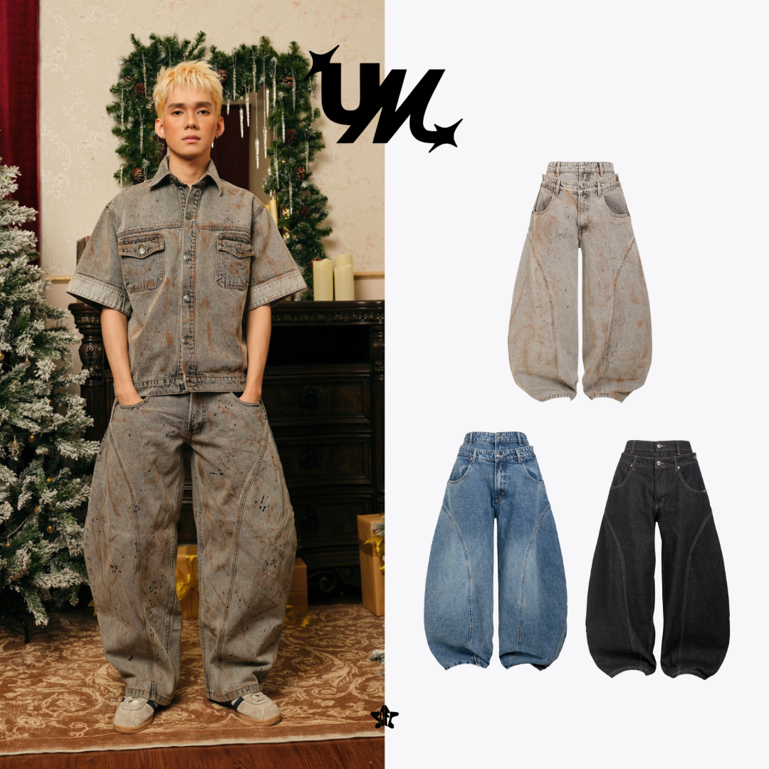 U2M2 Double Waist Barrel Jeans雙層腰頭桶型牛仔褲