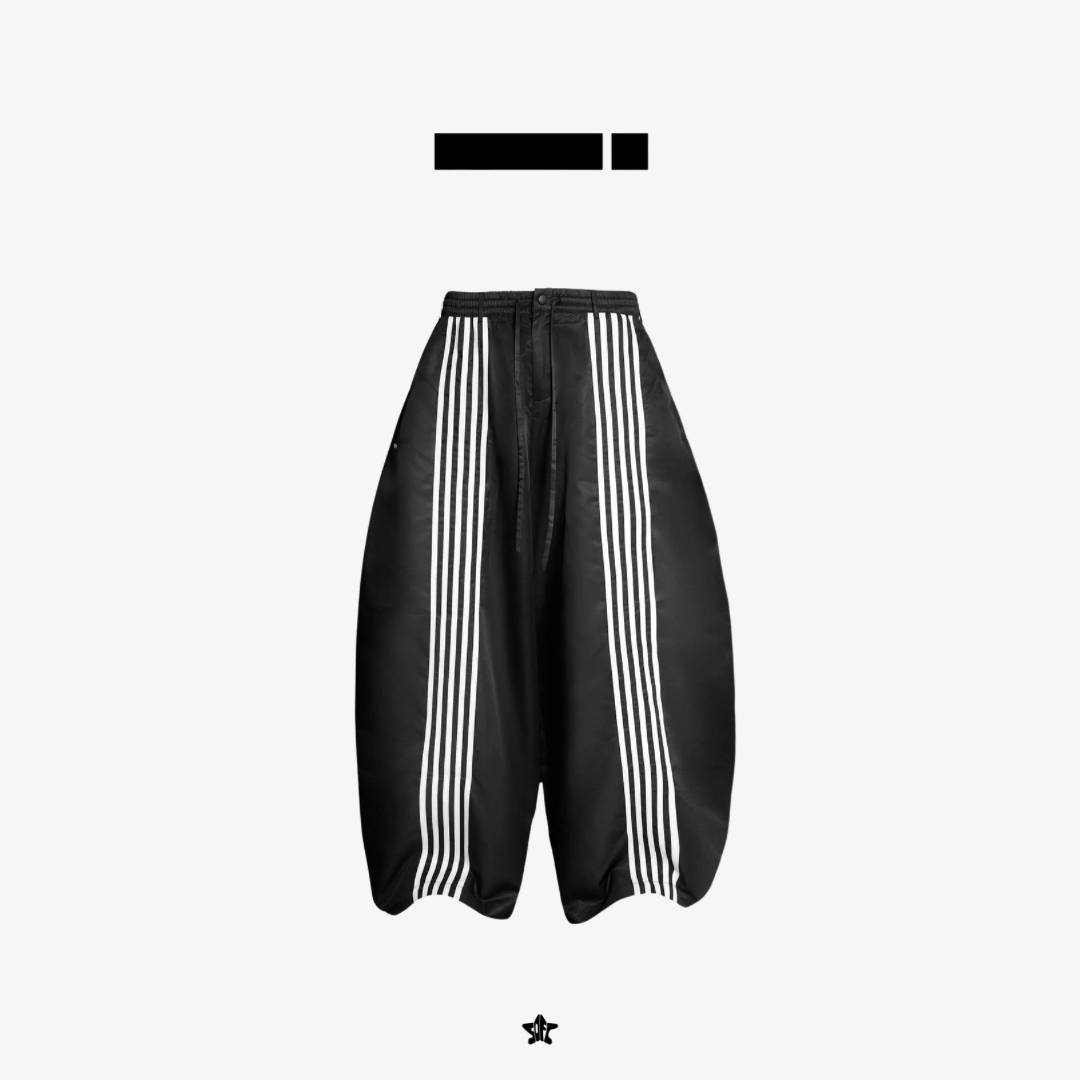 ISSEY 5 Stripes Wide Parachute Pants五條紋寬版降落傘褲