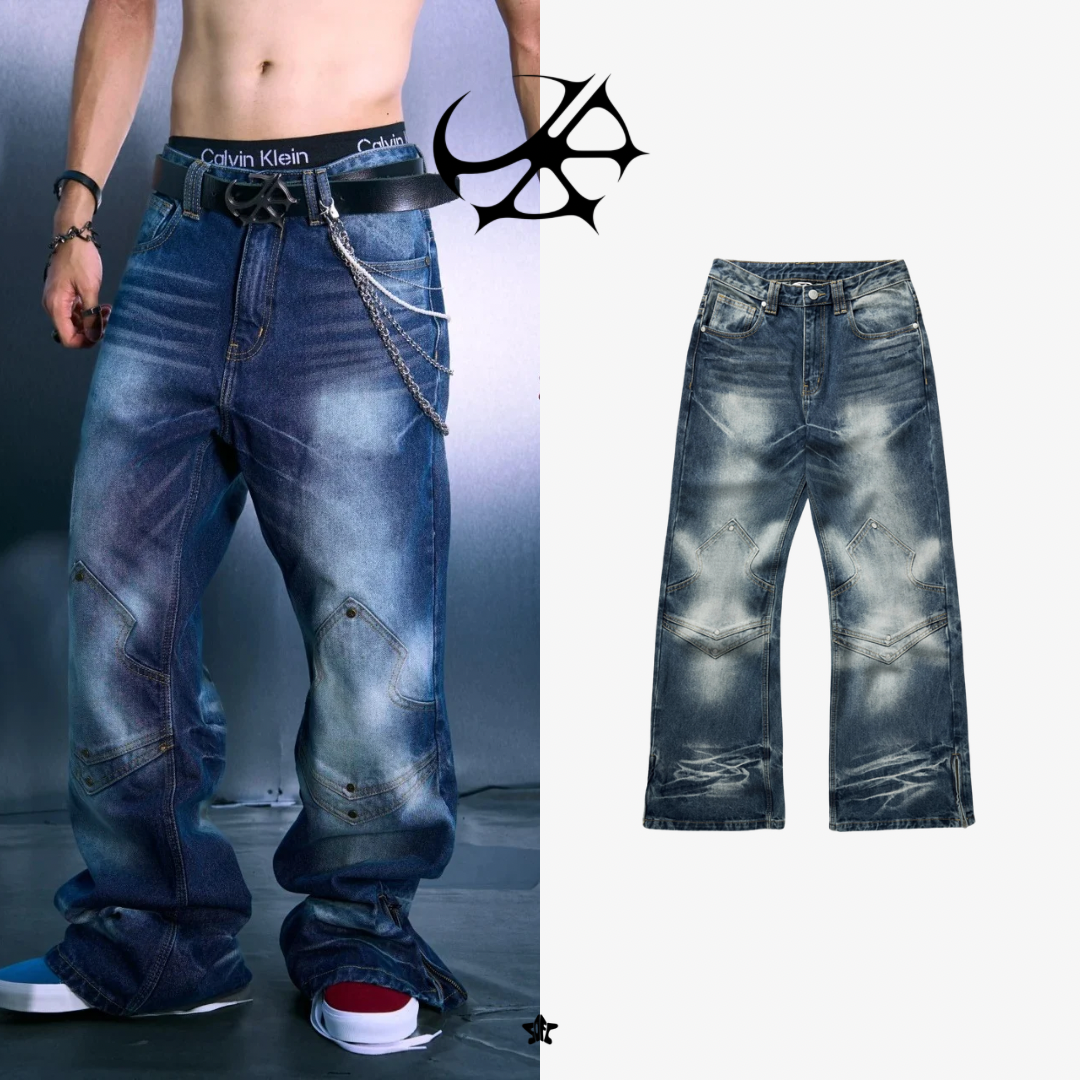 UNKRUSH PHANTOM BOOTCUT JEAN靴型復古水洗牛仔褲