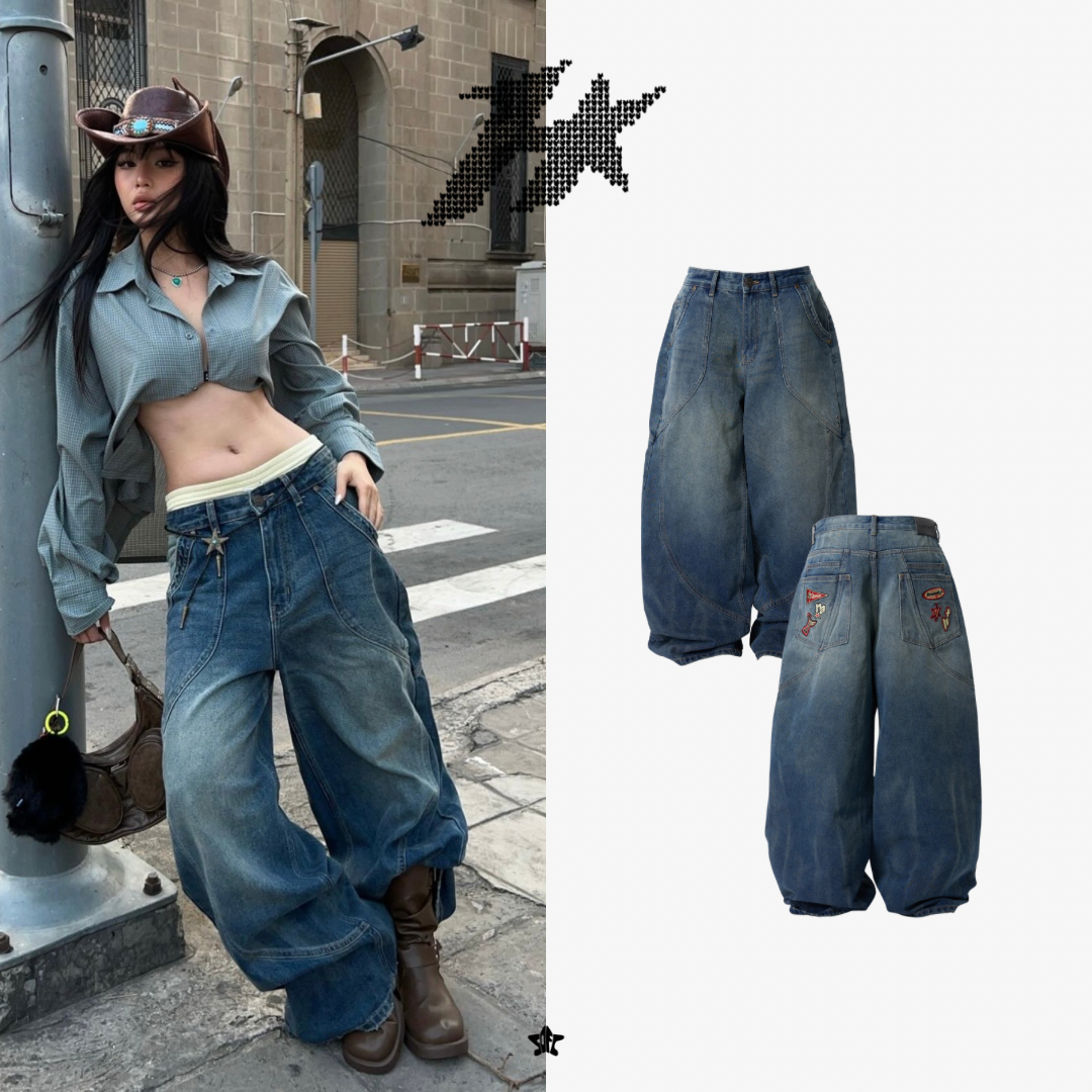 HADES STITCH WIDELEG JEANS車縫寬管牛仔褲