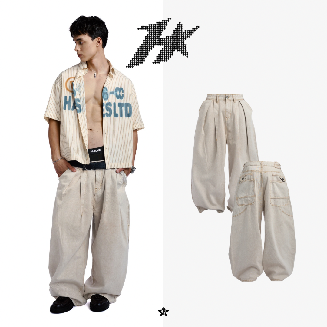 HADES ZEPHYR DENIM PANTS牛仔寬褲
