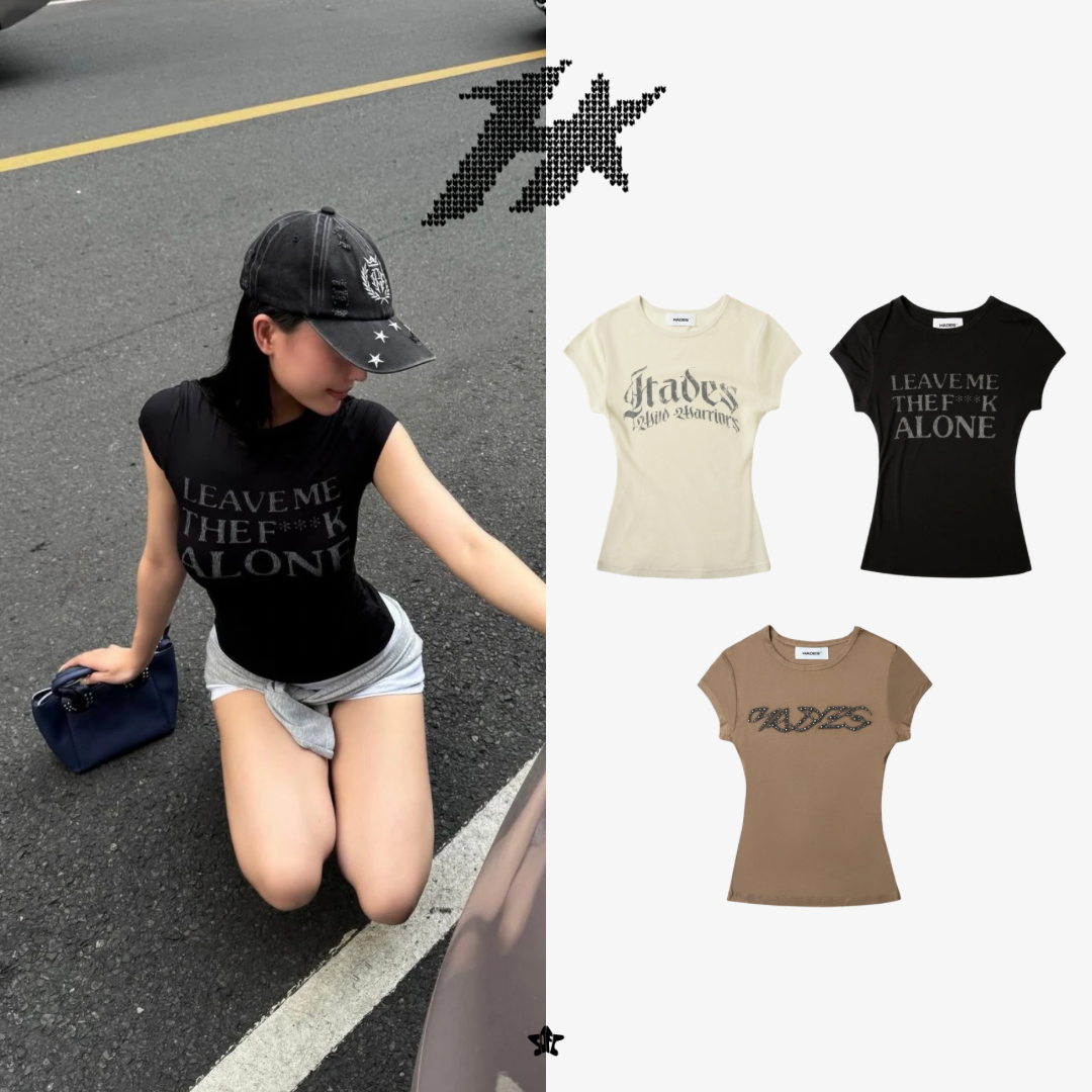 HADES Letter print BABY TEE字母貼身上衣