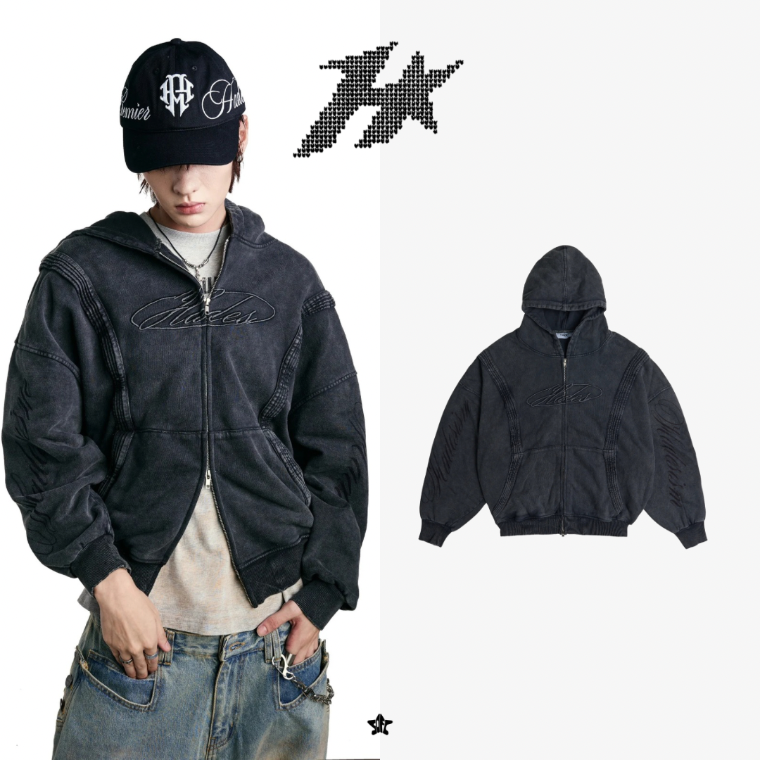 HADES CONTRAST SCRIPT HOODIE對比花體字連帽外套
