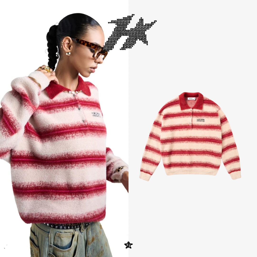 HADES COZY STRIPE POLO SWEATER舒適條紋POLO毛衣