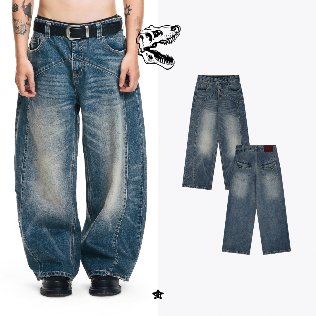 T.redx OGBEDX WASHED JEANS氣球版水洗牛仔褲