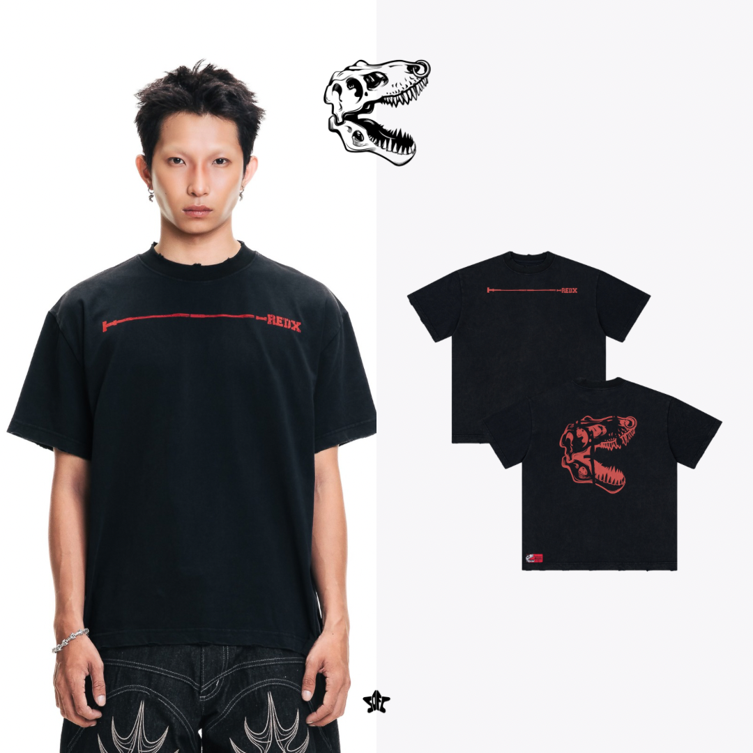 T.redx CRACKEDX RIB TEE抓破領口上衣