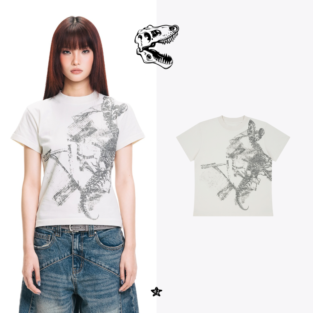 T.redx TAPPEDX FITTED TEE恐龍骨骼印花修身上衣