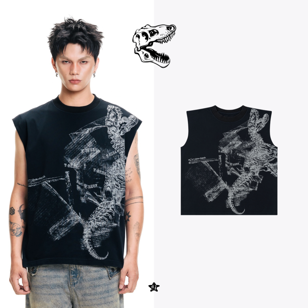 T.redx HALFDINOEDX MA TANKTOP 恐龍骨骼印花背心