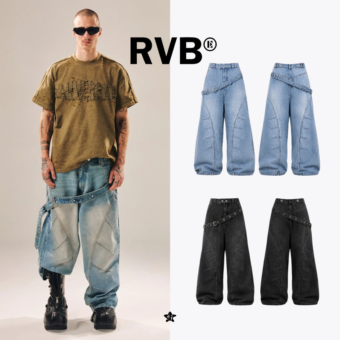 RVB KAIHO WIDE-LEG STRAP Pants斜背帶寬管牛仔褲