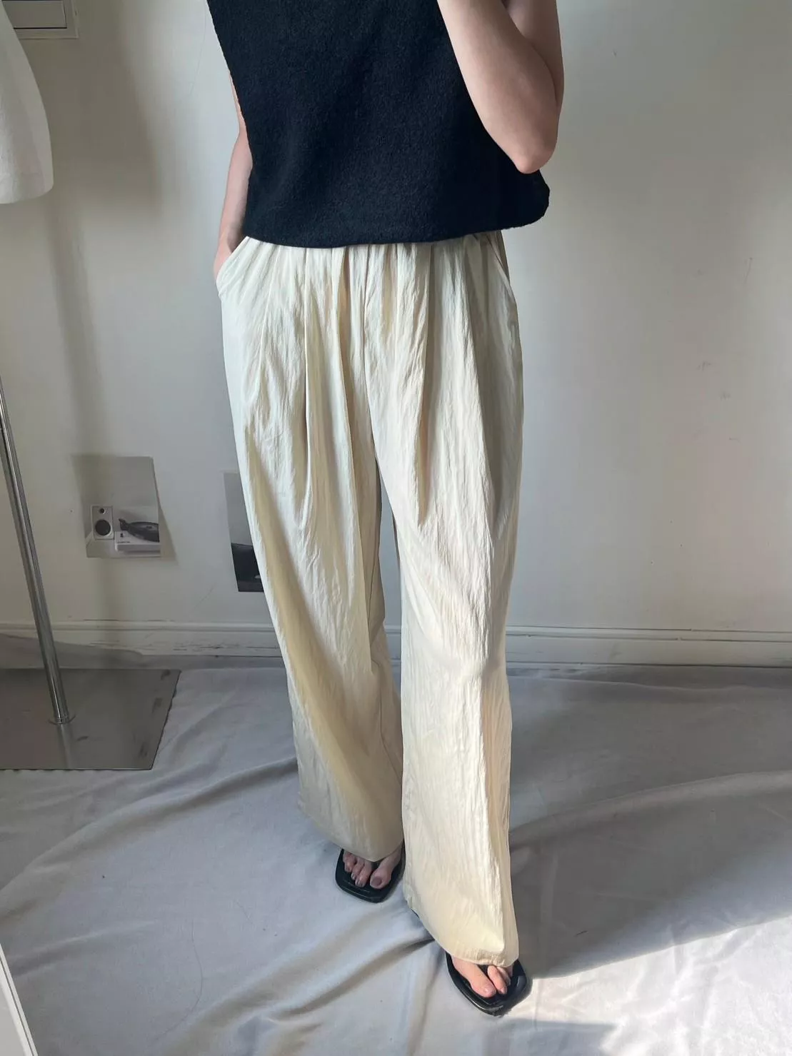 AW50顯瘦皺皺寬褲