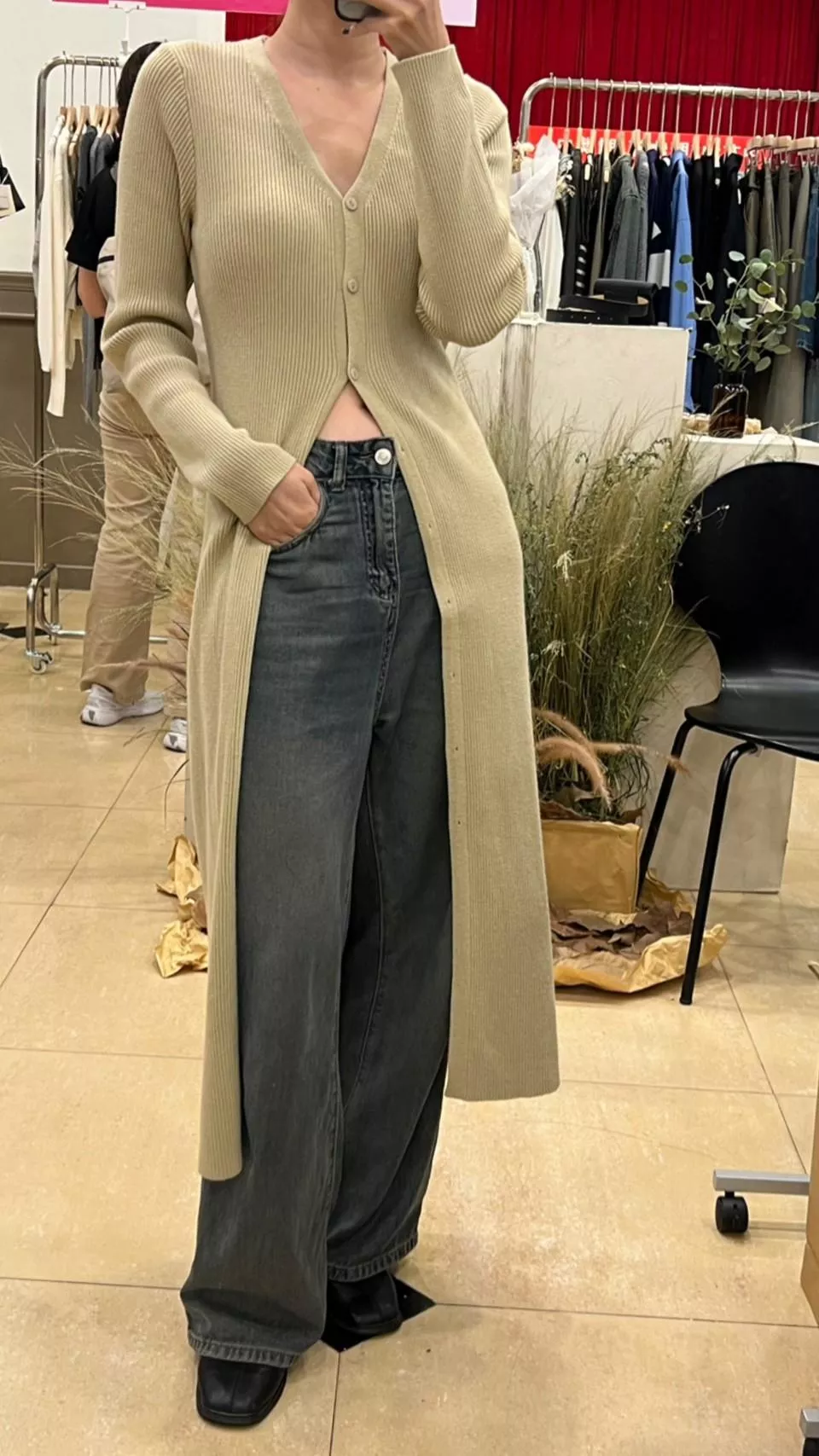 AW32長版排扣針織洋