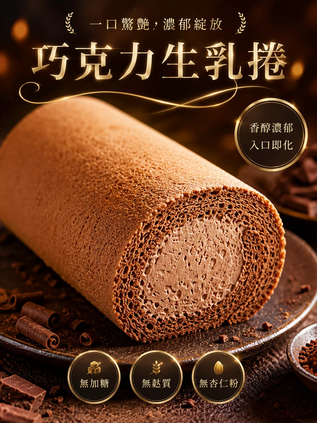 無加糖 無麵粉-巧克力生乳捲/巧克力白乳酪捲
