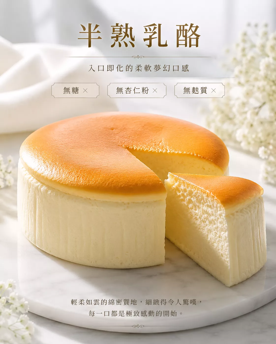 無加糖 無麵粉 6吋半熟乳酪