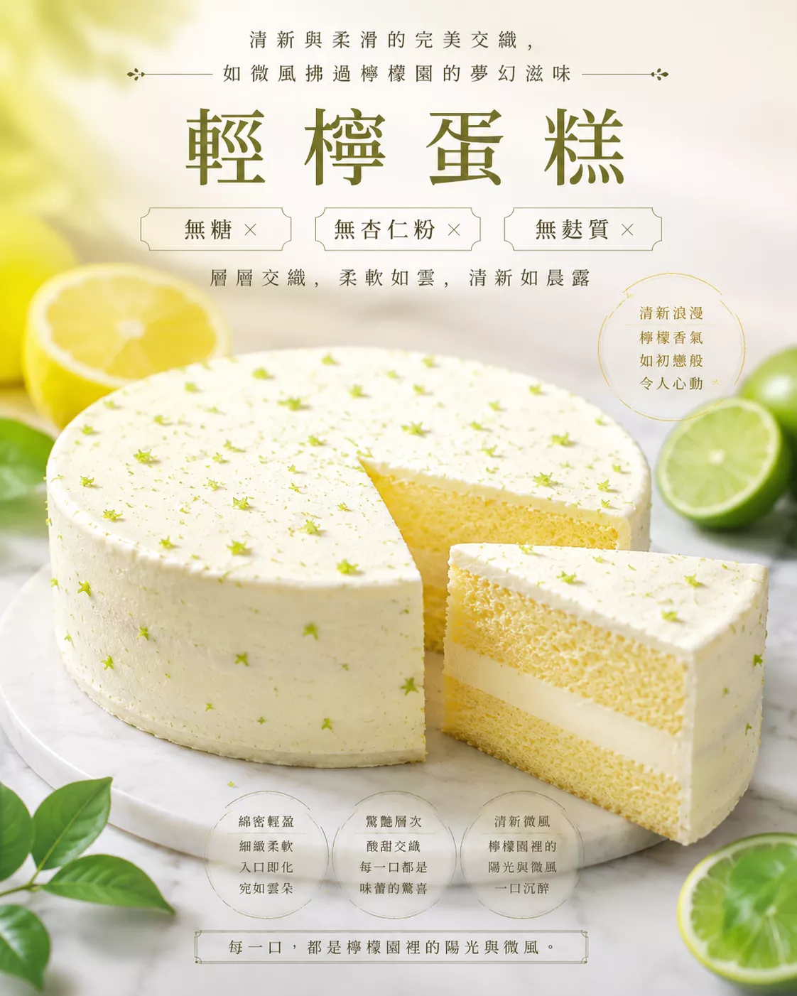 無加糖 無麵粉 6吋輕檸蛋糕