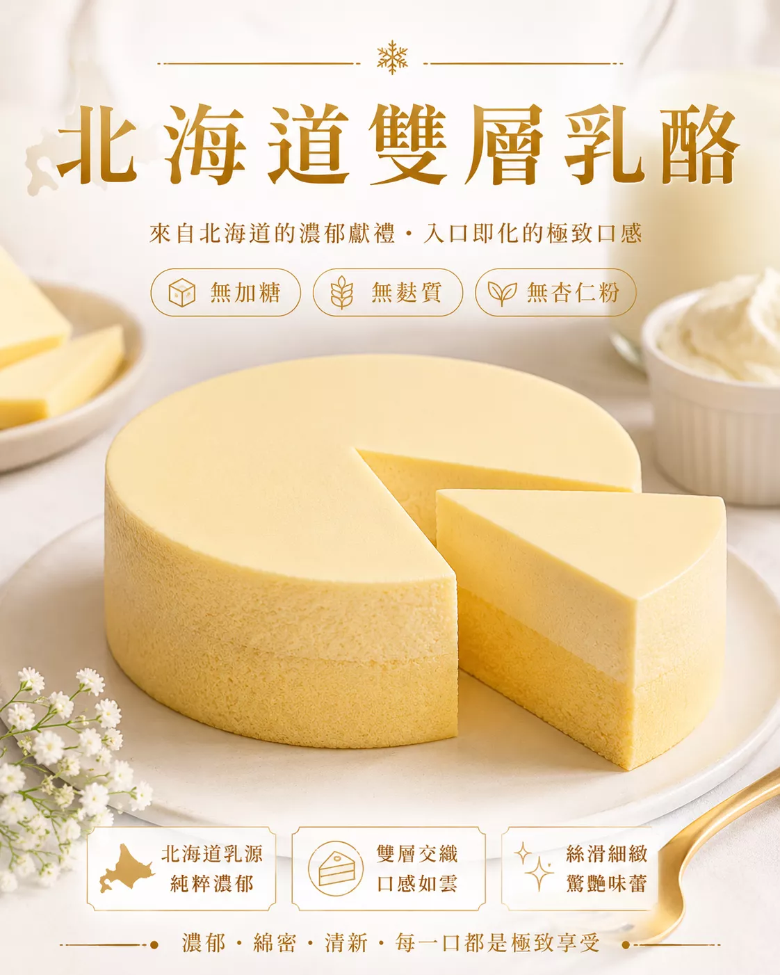 無加糖 無麵粉 6吋北海道雙層乳酪蛋糕