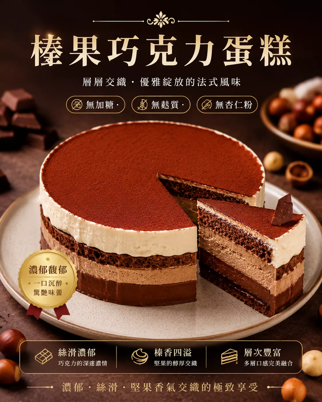 無麵粉-榛果巧克力蛋糕