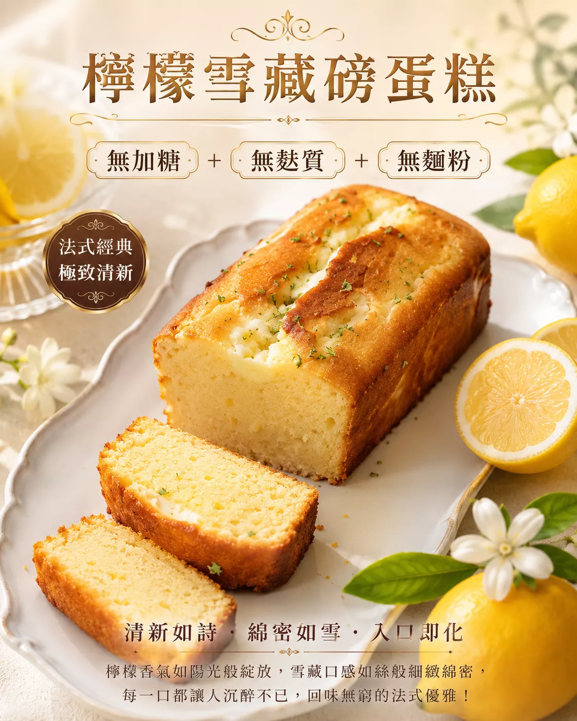 無麵粉-檸檬雪藏磅蛋糕