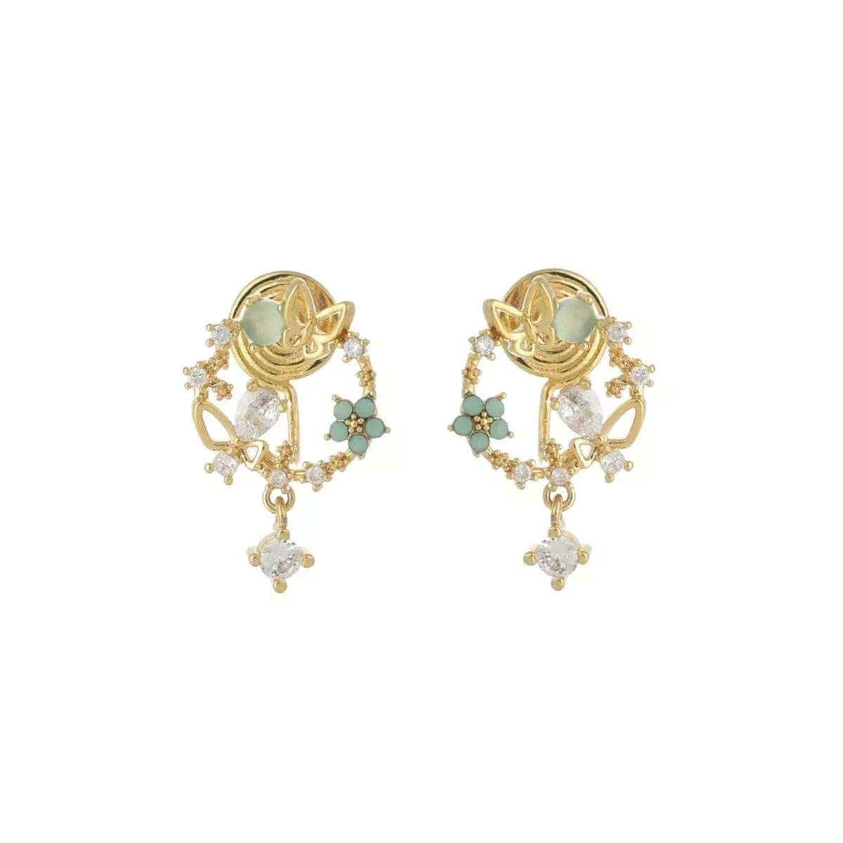 森系蝴蝶花環耳夾