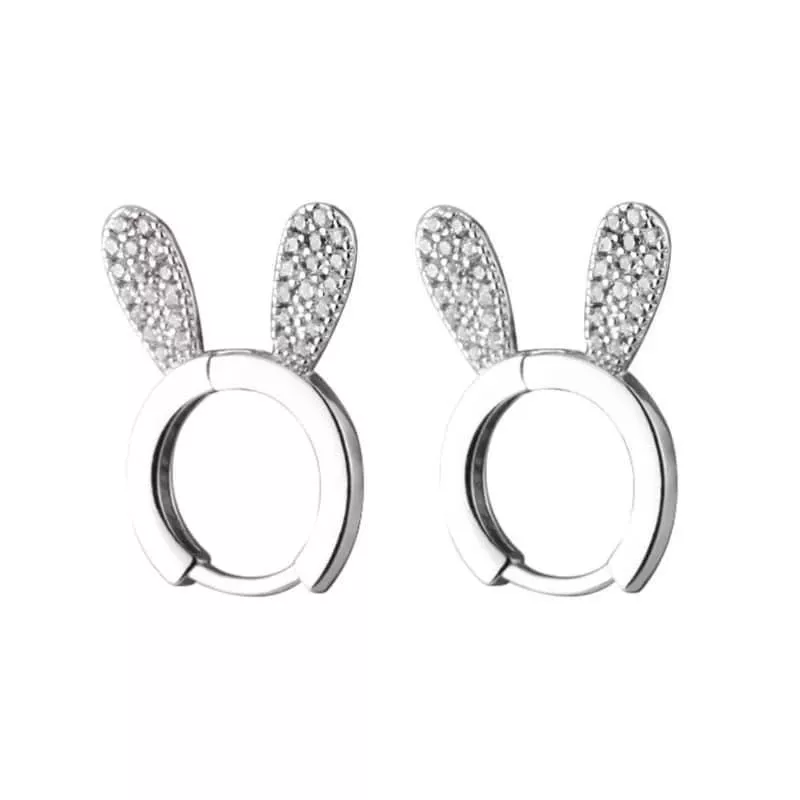 鑲鉆兔耳朵甜美耳環