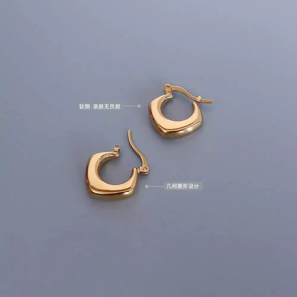 法式風格幾何棱形耳環