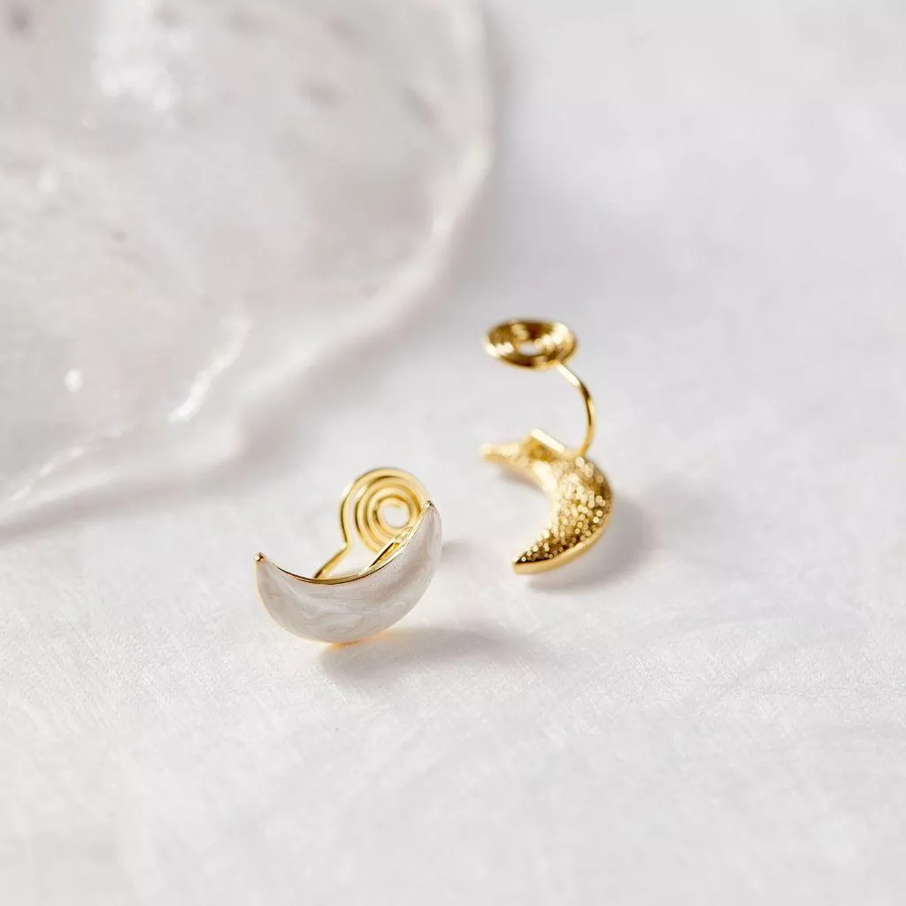 法式浪漫月亮耳夾