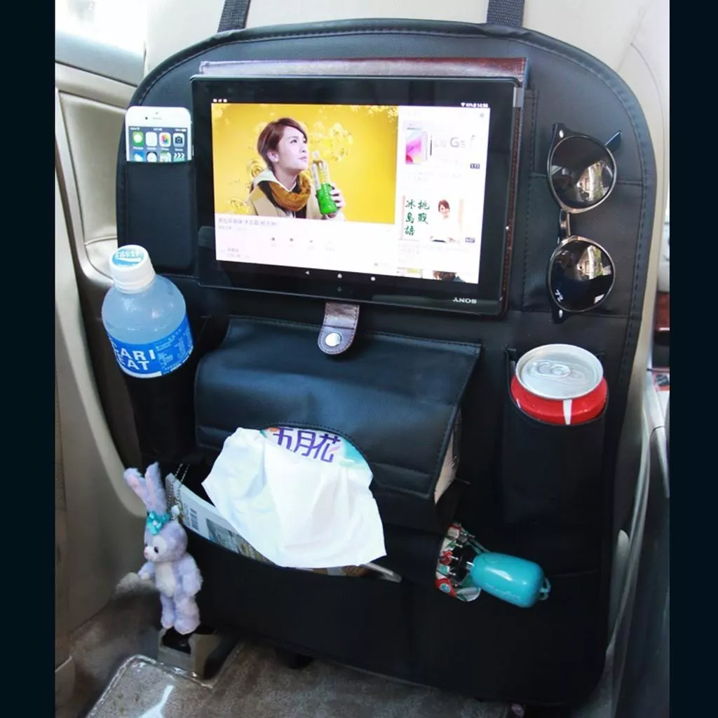 HD-152 大容量皮革車用椅背收納袋 黑色