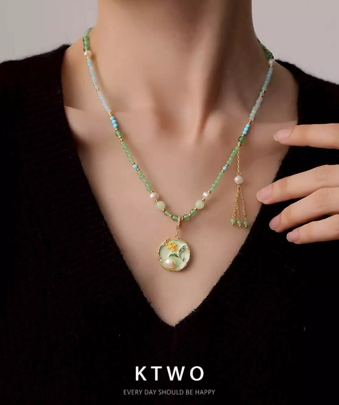 預購20天到貨  KTWO ·復古花卉珍珠項鍊lingorm      我們的秘密