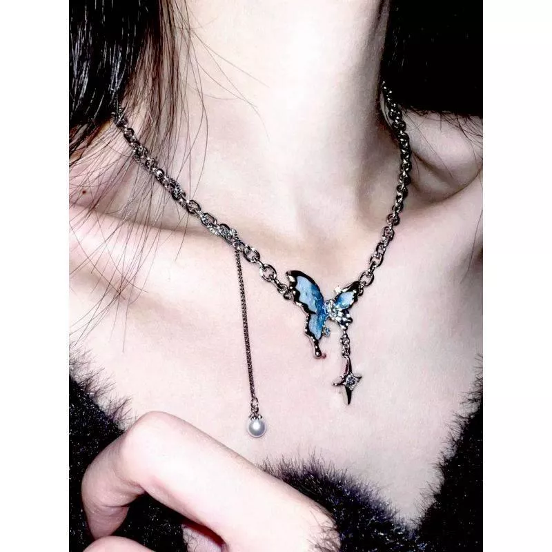 預購20-30天到貨  海藍蝴蝶系列飾品   項鍊  耳釘 戒指