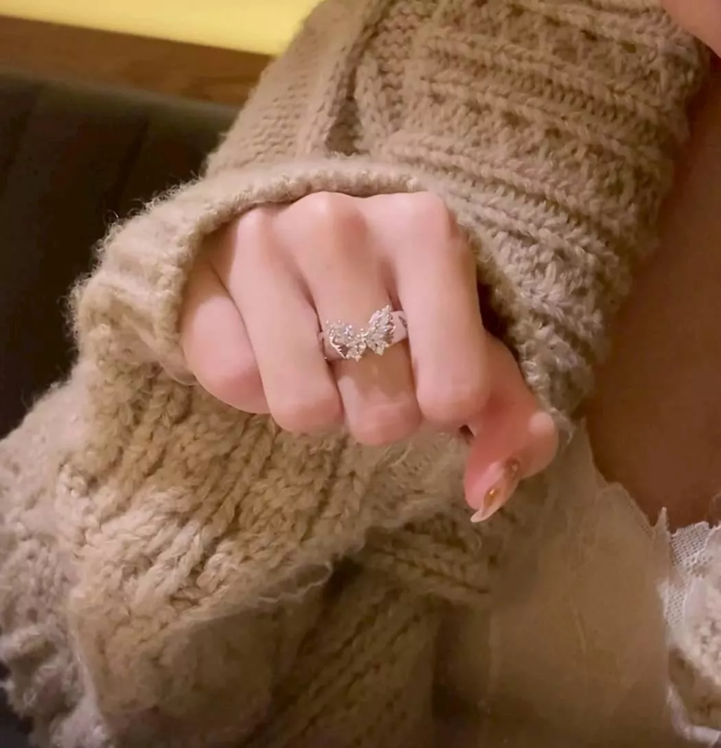 預購30天到貨  蝴蝶鋯石開口戒戒指