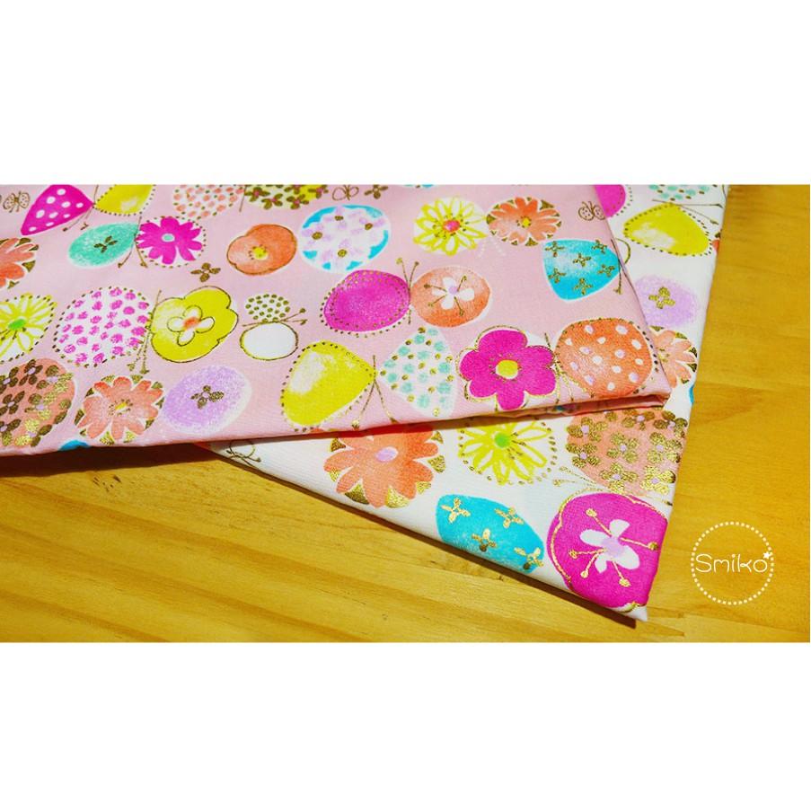 Smiko腸腸妞【6C9425】(日本製)100%純棉金箔亮亮日本風花兒蝴蝶棉布 薄棉布/手作/DIY