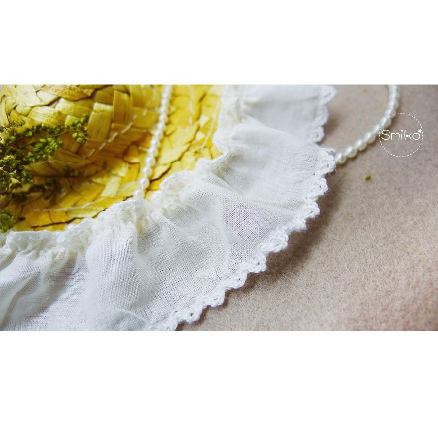 Smiko腸腸妞【5R1M01】35mm純白柔軟狗牙刺繡打折棉布花邊 手作/DIY/材料/蕾絲/花邊/緞帶