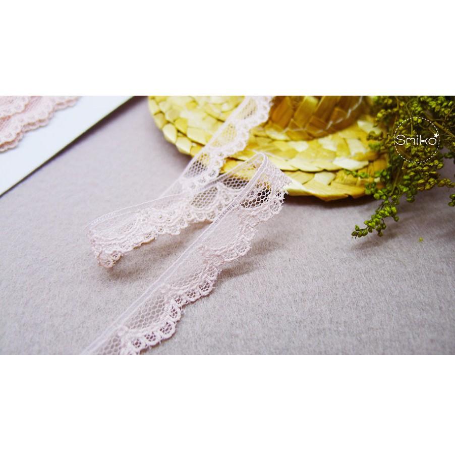 Smiko腸腸妞【5R1M14】10mm淡粉透紗甜美波浪蕾絲花邊 手作/DIY/材料/蕾絲/花邊/緞帶