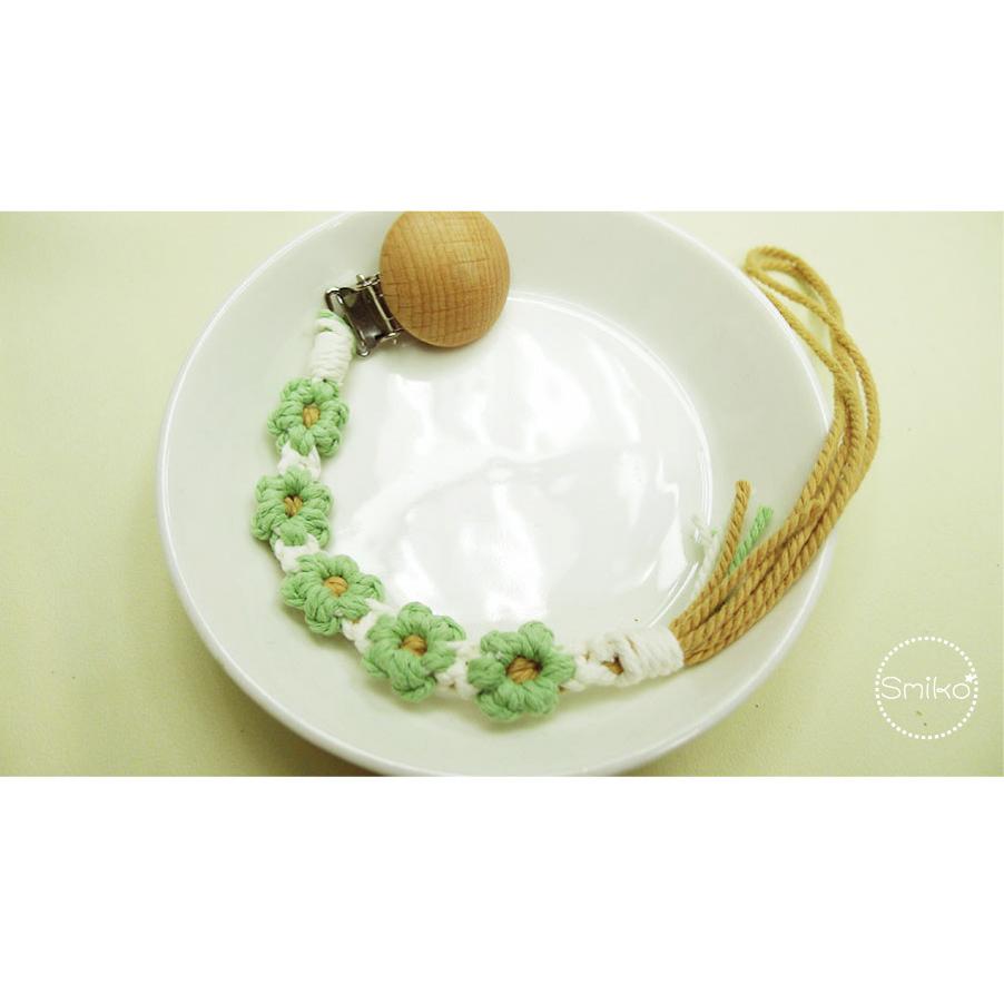 【Smiko腸腸妞】26CM雙色花兒純棉繩編織奶嘴鏈材料包 奶嘴鍊/手作/DIY/奶嘴夾/口水巾5N2393